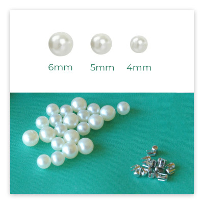 5мм кръгли пластмасови перли с нит за украса на дрехи